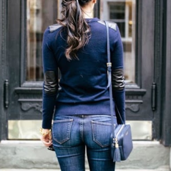 Kate Spade Ginnie Leather Trim Wool Sweater - Picture 2 of 16